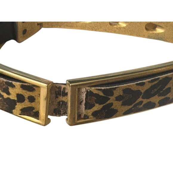 Leopard Print Gold Metal Adjustable Belt With Black Accents - Picture 4 of 11